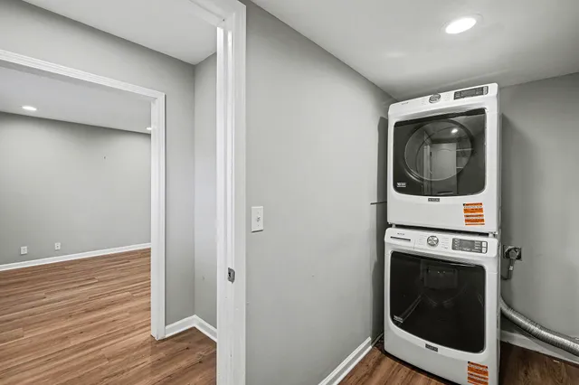 a utility room with dryer and washer