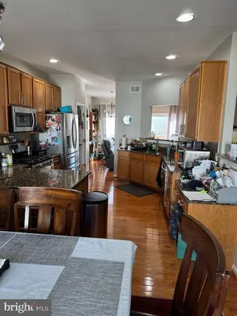 a large kitchen with lots of counter space