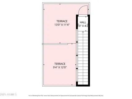 a view of a balcony with wooden floor