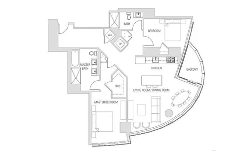 a lobby with furniture and floor to ceiling window