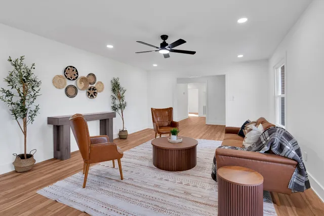 a living room with furniture