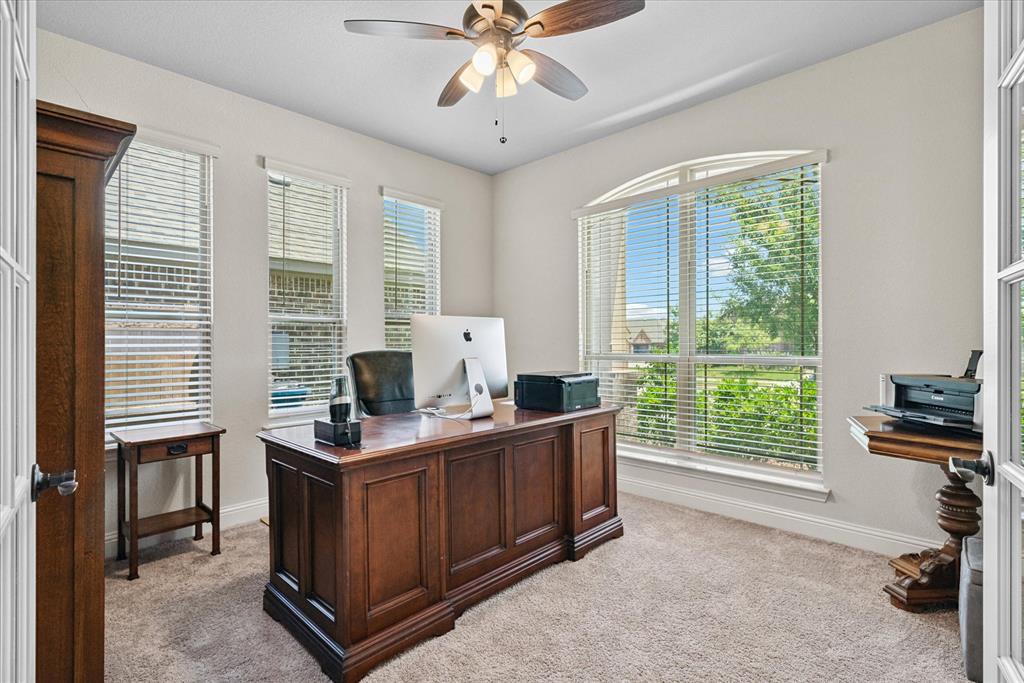 4102 Sublett Way Kaufman, TX 75142 - Photo 7 of 40 Office area featuring light colored carpet and a ceiling fan