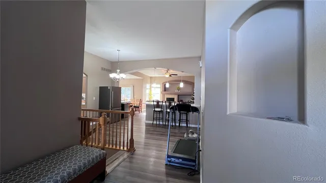 hallway with dining room and livingroom view