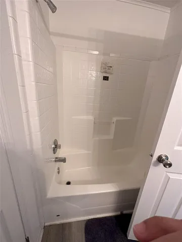 a bathroom with a bathtub