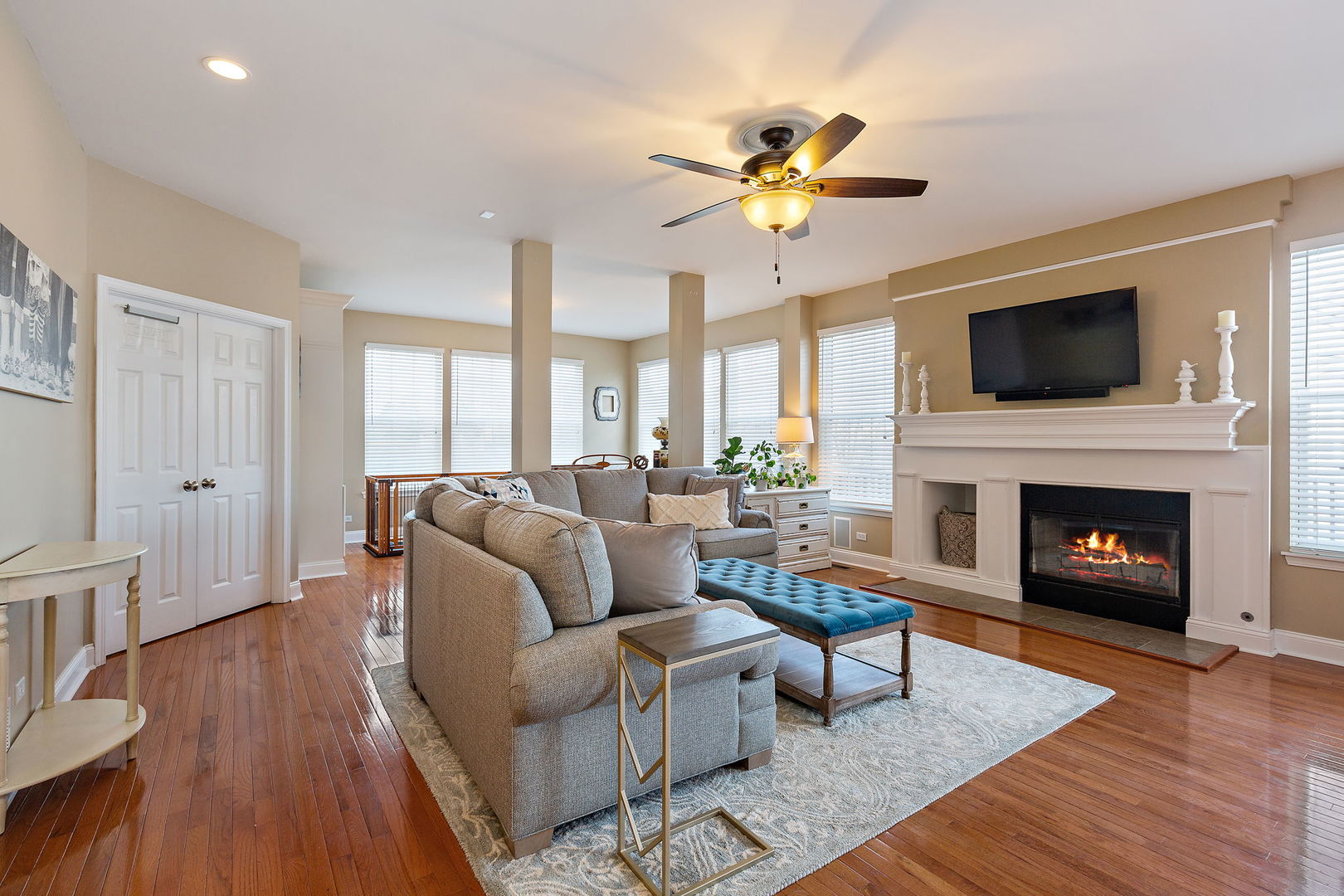 1502 Summerhill Lane Cary, IL 60013 - Photo 7 of 17 a living room with furniture a fireplace and a flat screen tv