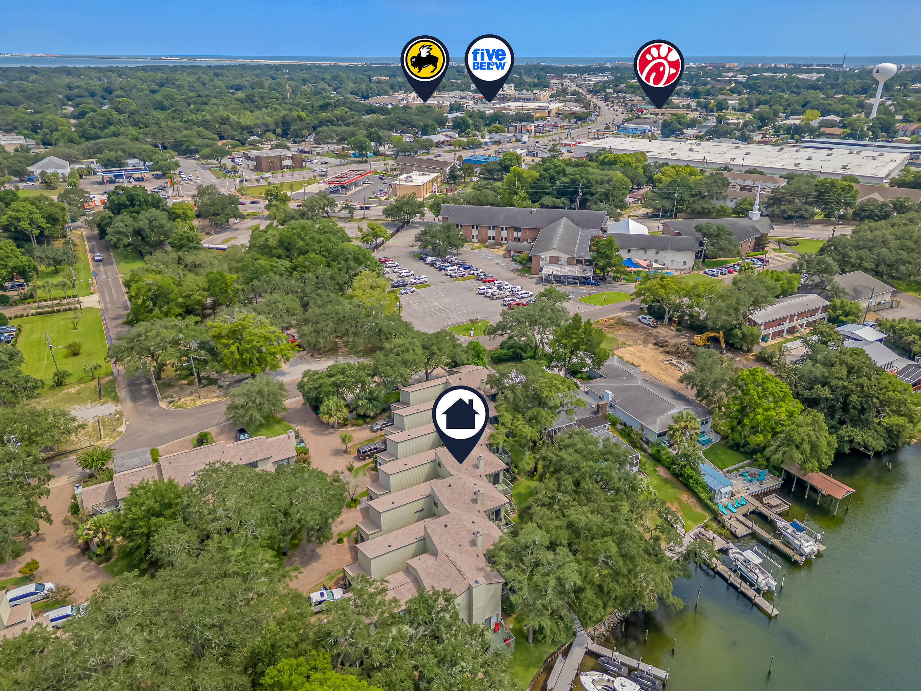 274 Kidd Street Fort Walton Beach, FL 32548 - Photo 70 of 74 an aerial view of a house with a swimming pool outdoor seating and yard