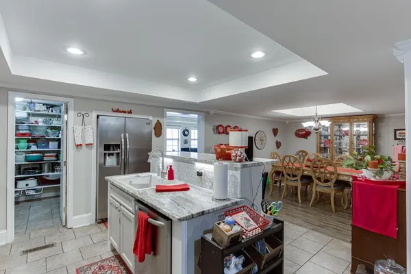 a view of a dining room