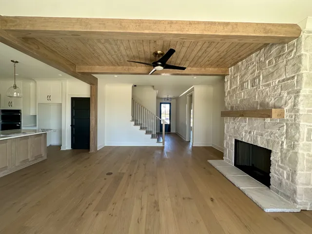 a garden view with a fountain