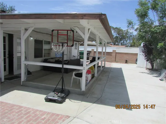 a view of patio with chairs