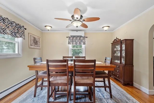 a view of a dining room and livingroom view