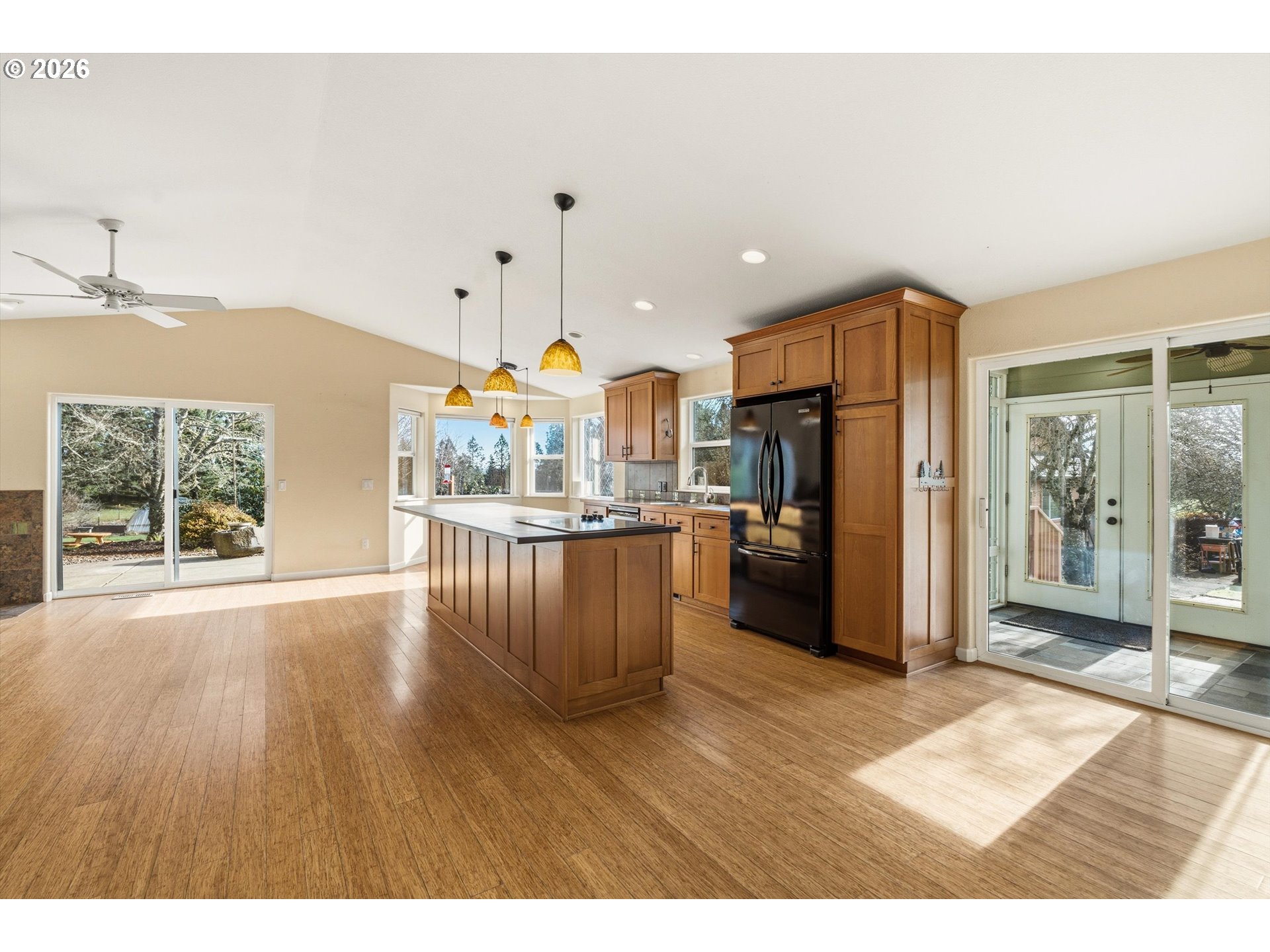30303 Bellfountain Road Corvallis, OR 97333 - Photo 8 of 47 a open kitchen with stainless steel appliances granite countertop a refrigerator a oven a sink and dishwasher with wooden floor