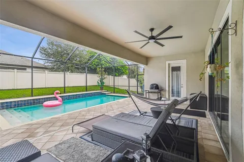 aerial view of a house with a swimming pool