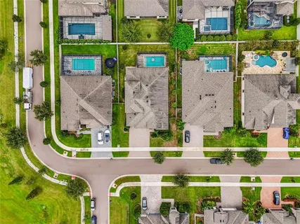 an aerial view of a city