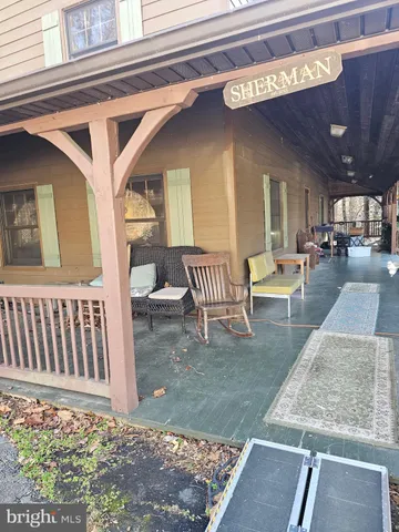 a living room with a rug