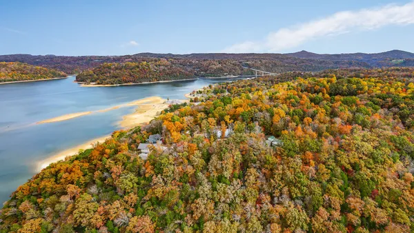 a view of lake and mountain