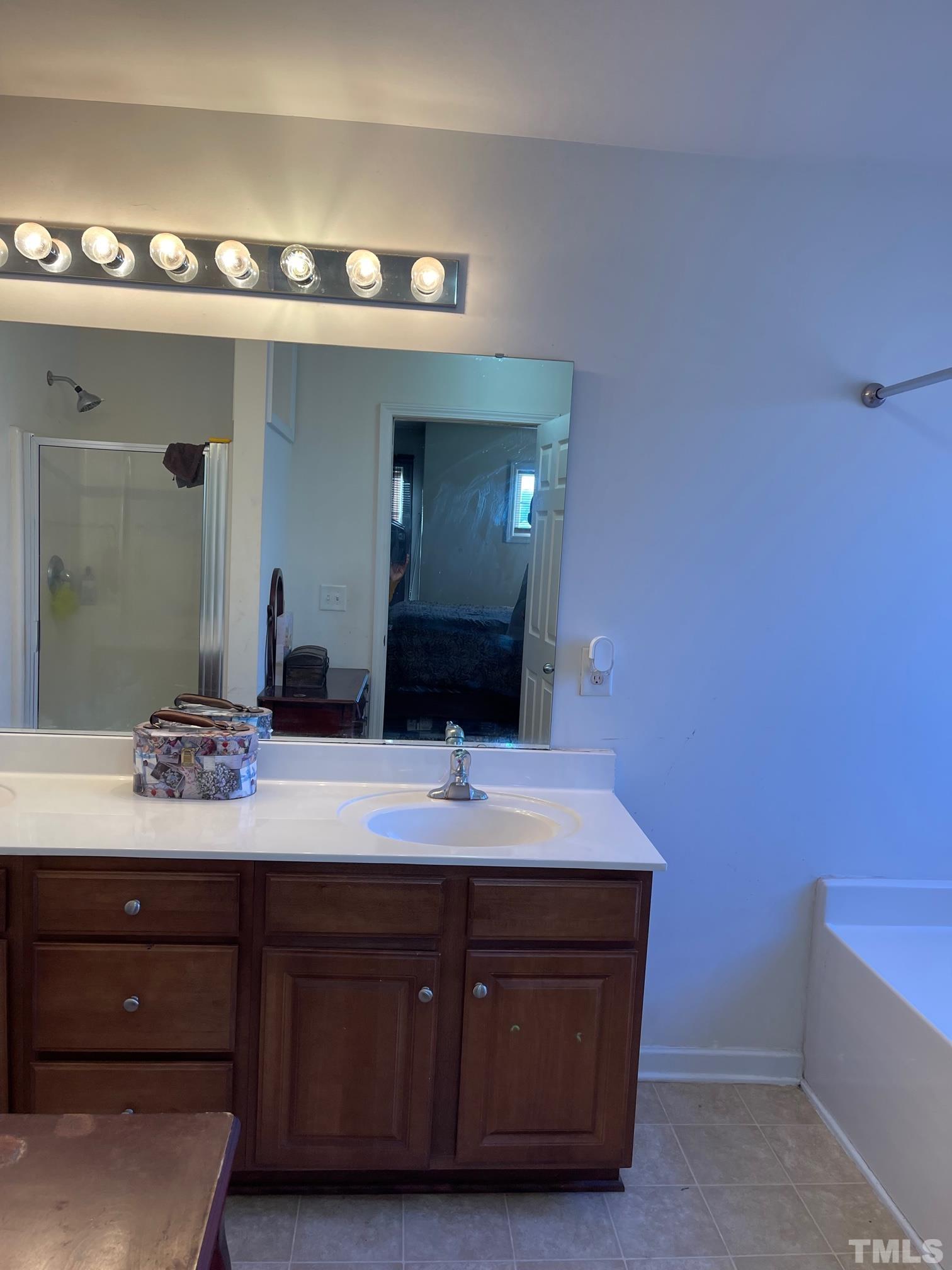 3516 Rendition Street Raleigh, NC 27610 - Photo 21 of 24 a bathroom with a sink and a mirror