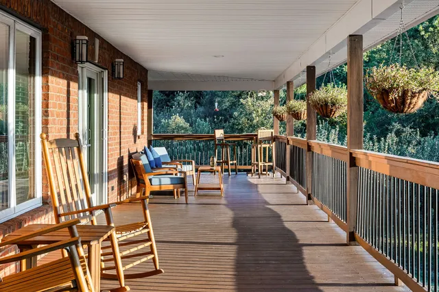 a view of outdoor space with seating