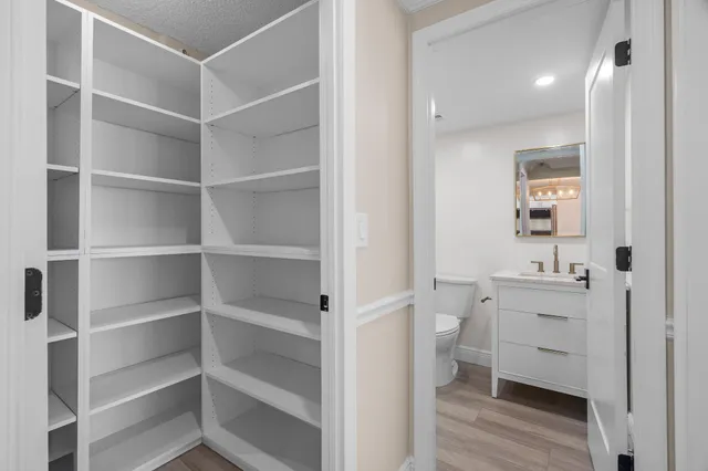 a view of entryway with wooden floor