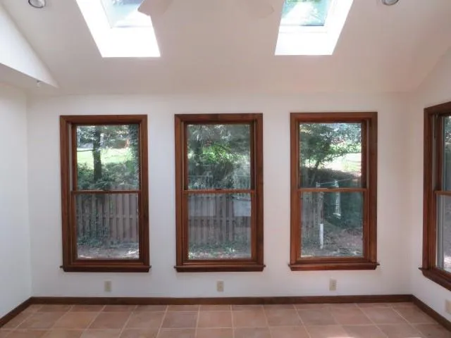 a view of two windows in a room