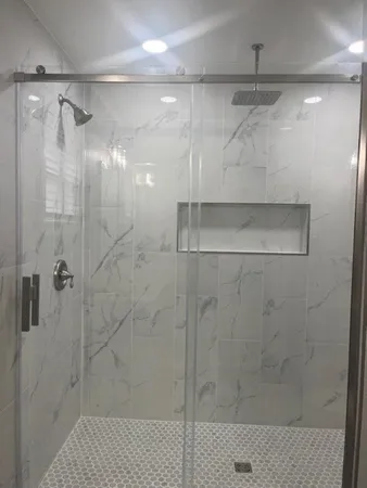 a bathroom with a shower