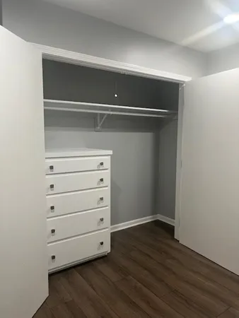 a view of an empty walk in closet
