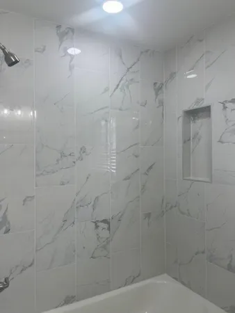 a bathroom with a shower