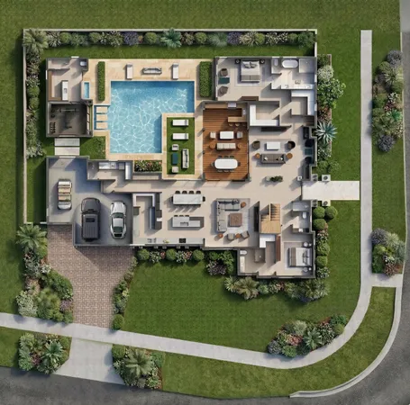 a picture of a room with a view of a house