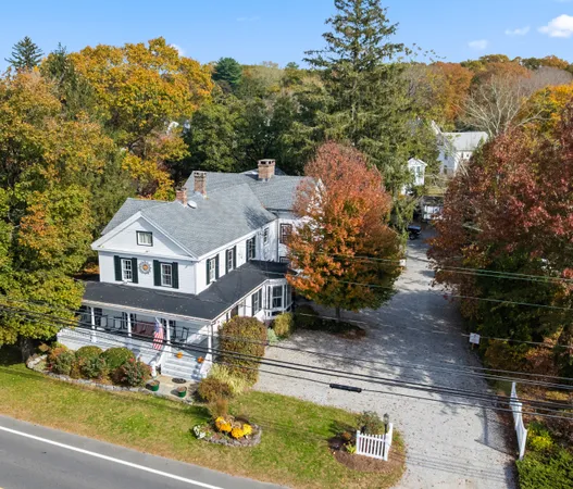 an aerial view of a house