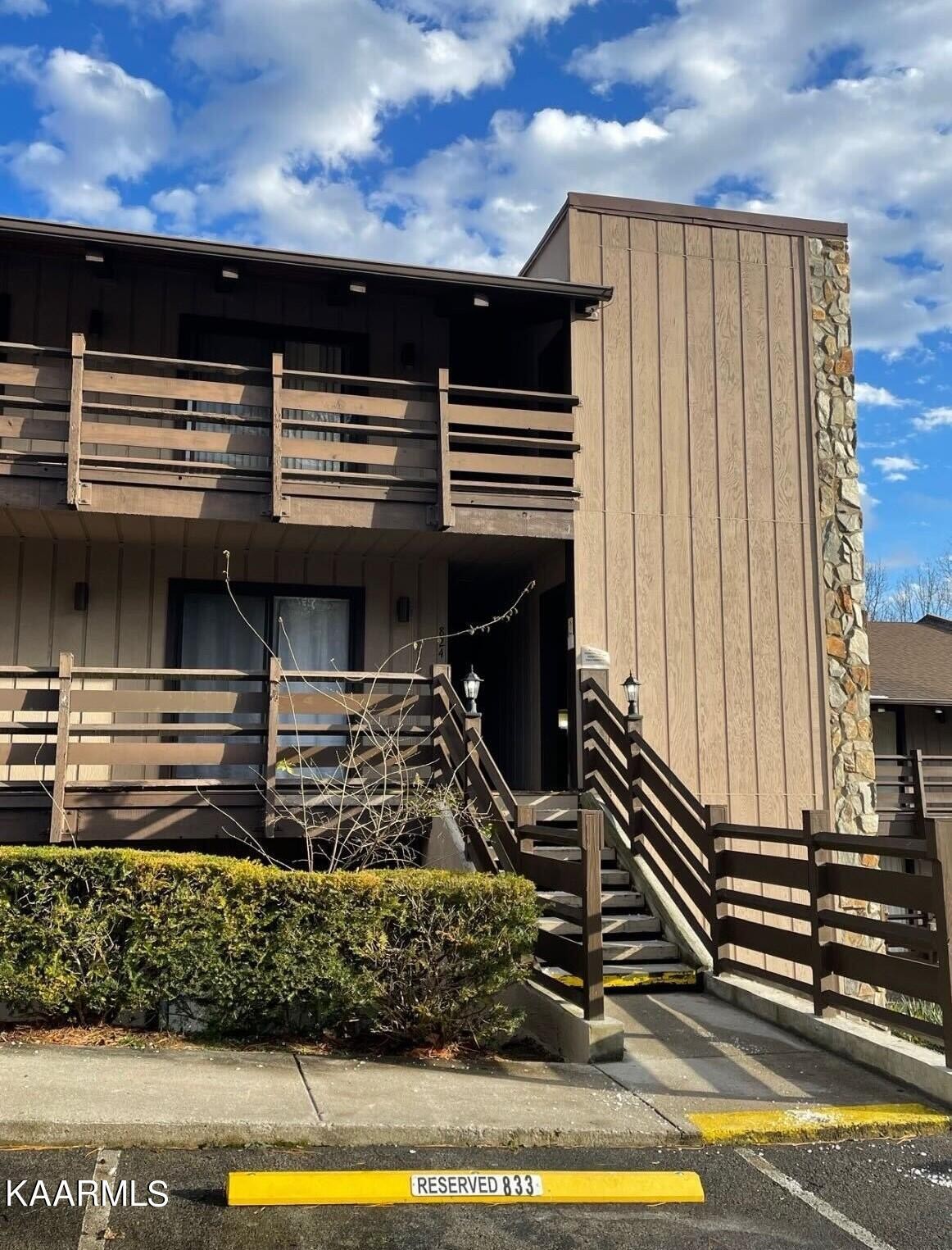a view of a balcony with an outdoor space