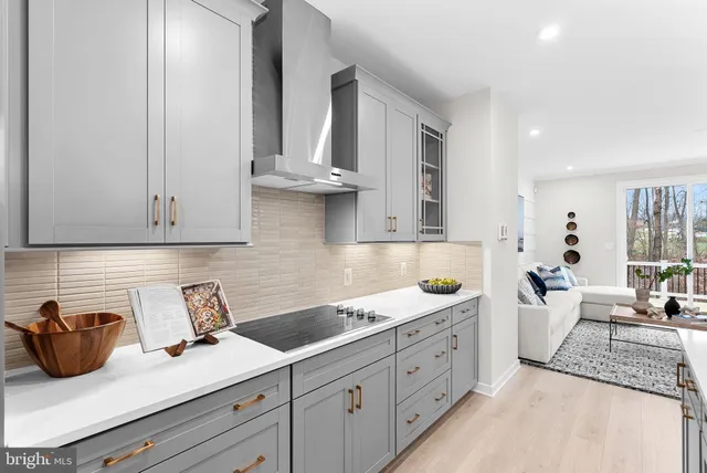 a kitchen with white cabinets and a sink