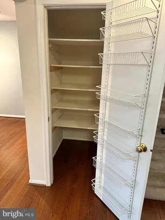 a view of walk in closet with empty racks