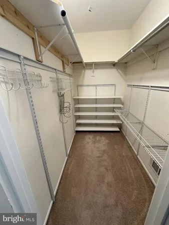 a view of an empty walk in closet
