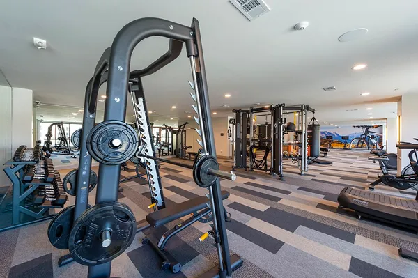 a view of a room with gym equipment