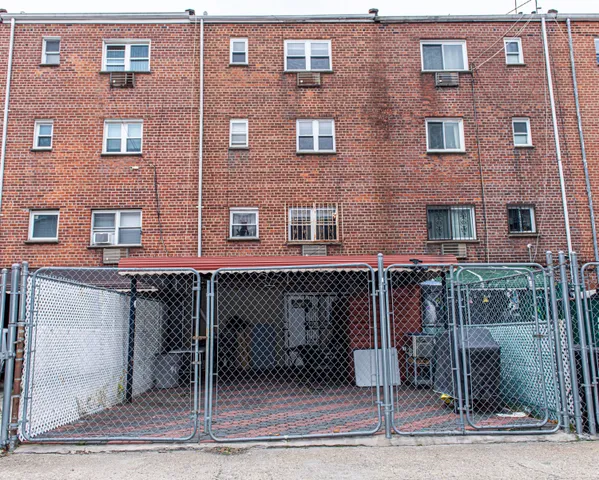 a front view of a building with glass door