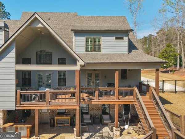 a view of a lake from a balcony