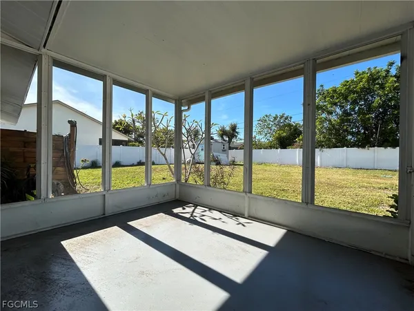 a living room with large window