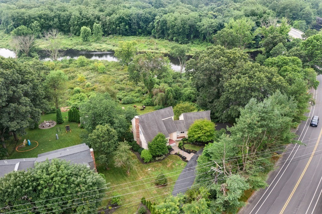 96 Bridge Street Medfield, MA 02052 - Photo 39 of 41 an aerial view of residential house with outdoor space and trees all around