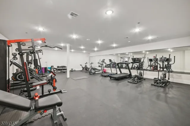 a view of a room with gym equipment
