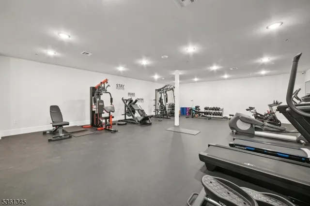 a view of a room with gym equipment