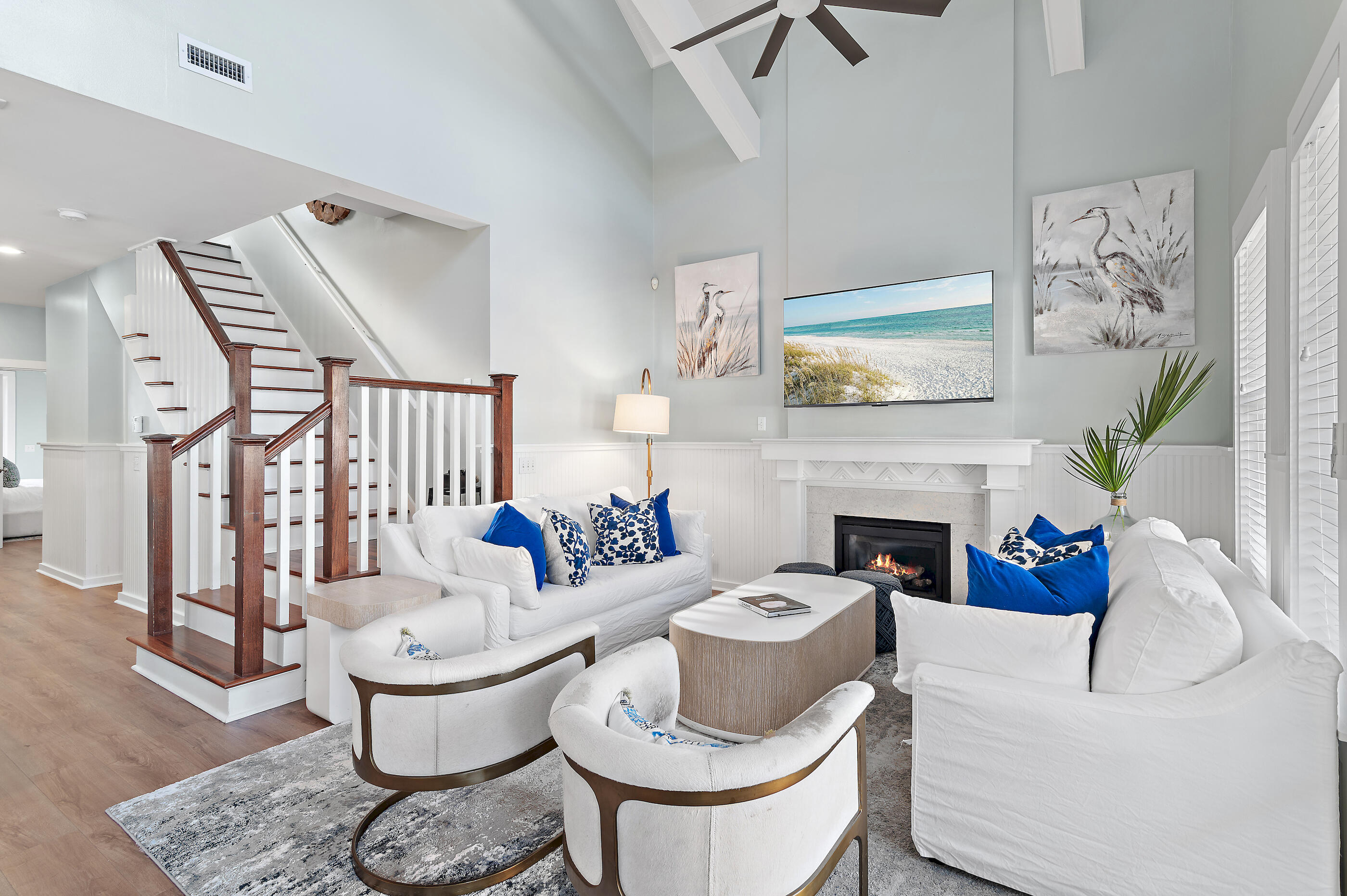 220 Salt Lane Inlet Beach, FL 32461 - Photo 4 of 39 a living room with furniture and a fireplace