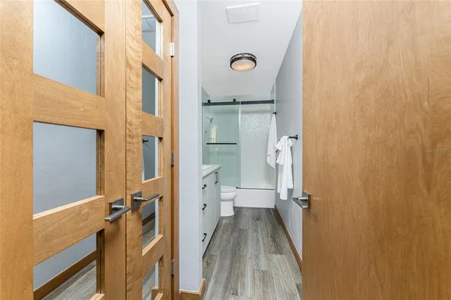 a view of a swimming pool with a patio