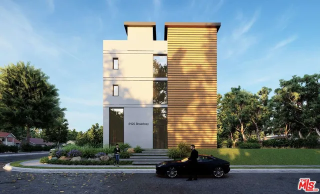 a car parked in front of a house