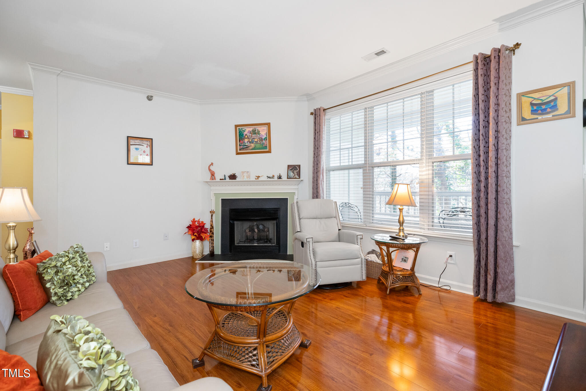 1700 Tiffany Bay Court, Unit 303 Raleigh, NC 27609 - Photo 10 of 30 a living room with furniture and a fireplace