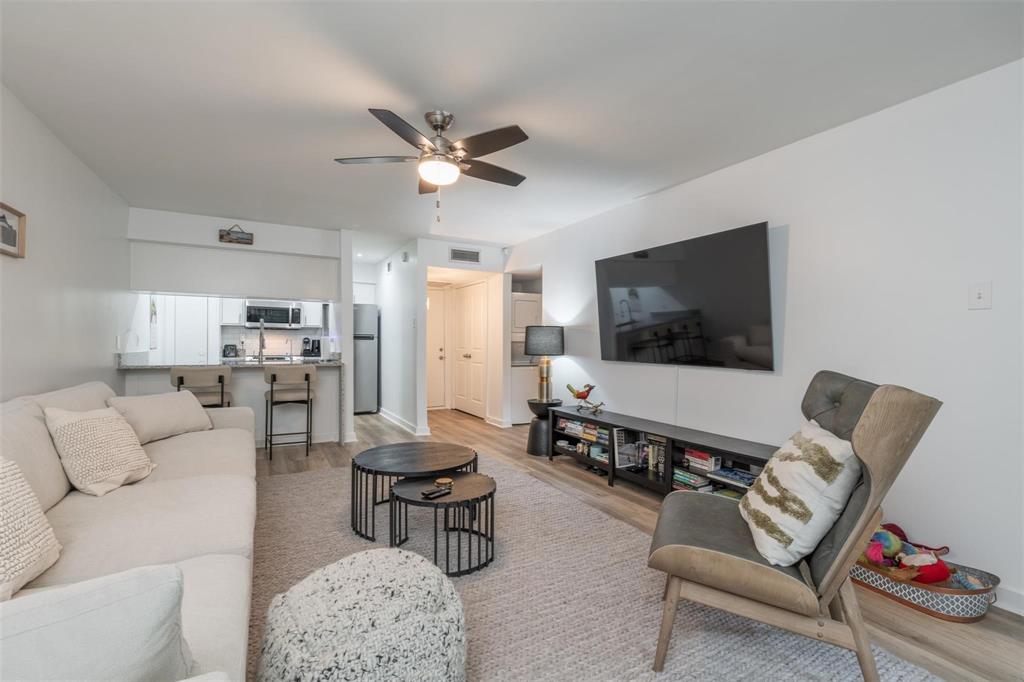 4837 Cedar Springs Road, Unit 110 Dallas, TX 75219 - Photo 4 of 21 a living room with furniture and a flat screen tv