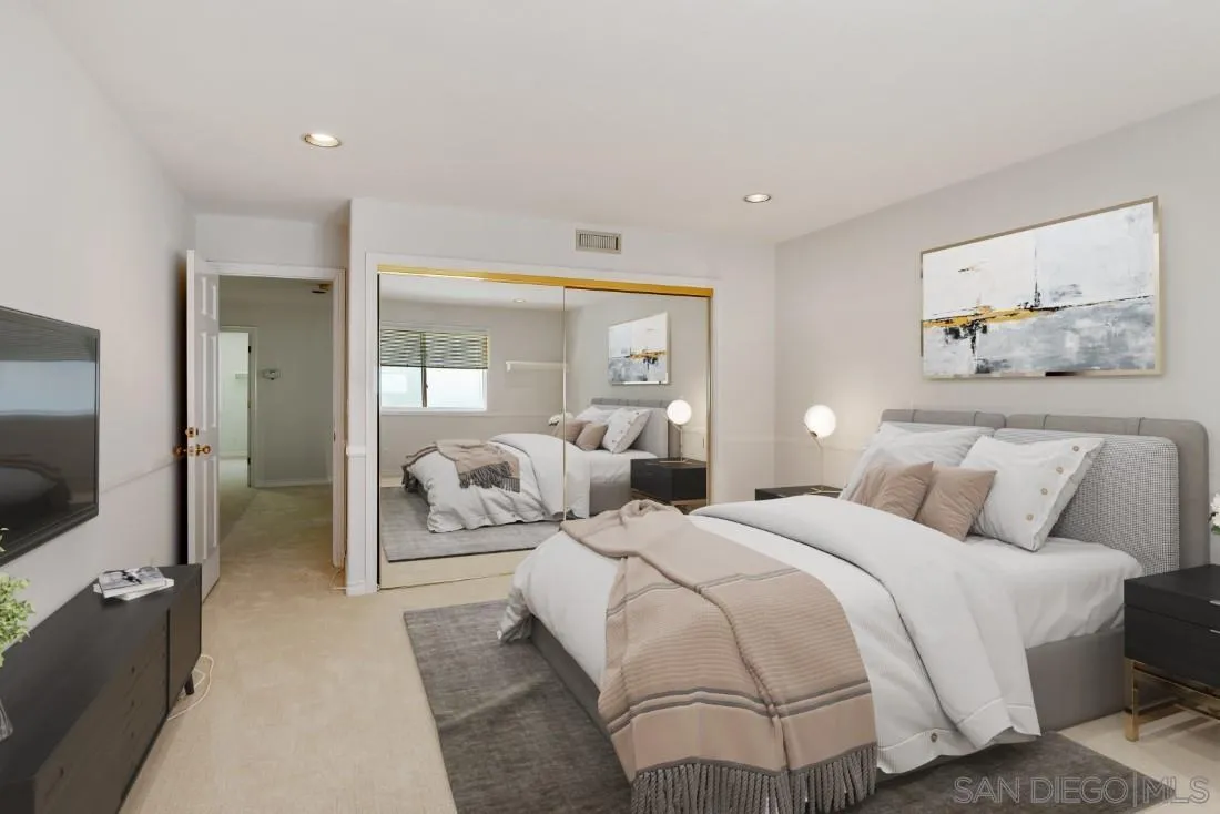 13260 Glen Circle Road Poway, CA 92064 - Photo 26 of 53 a bedroom with a balcony a bed and a flat screen tv