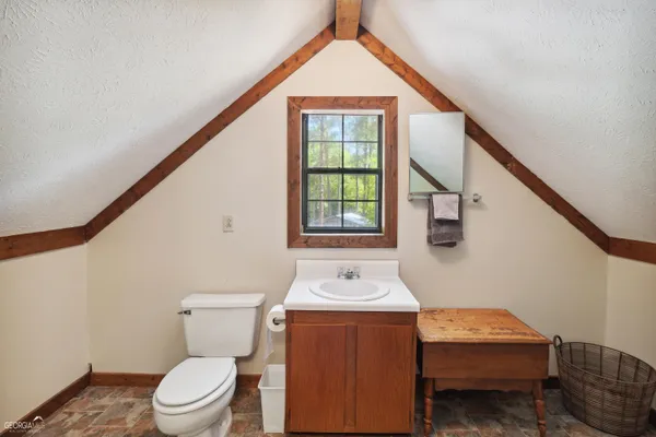a bathroom with a toilet a sink and a mirror