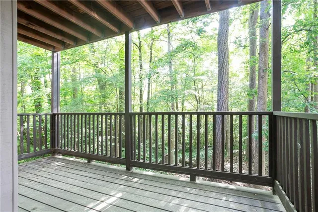 a view of a wooden deck