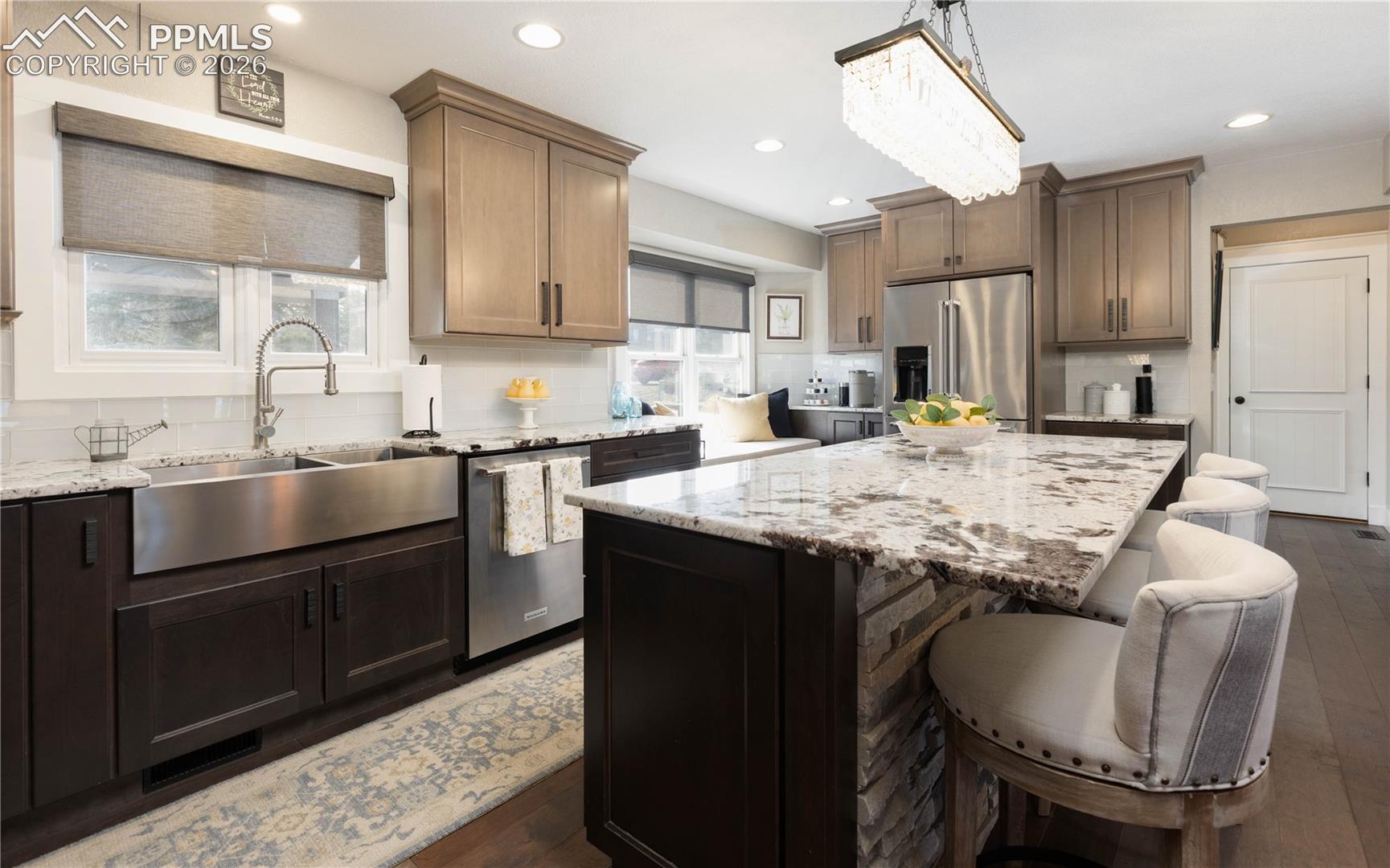 Custom cabinetry and large island