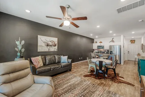 a living room with furniture