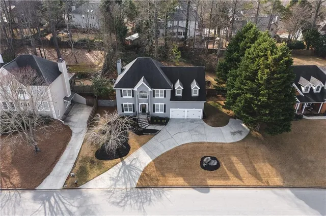 an aerial view of a house
